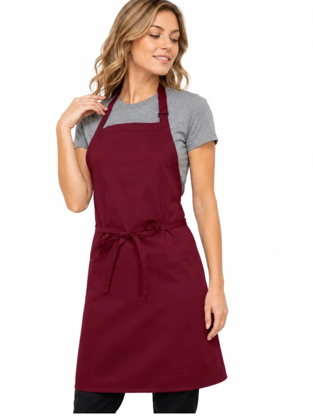 Deluxe Bib Burgundy Apron 1 Pocket NEW